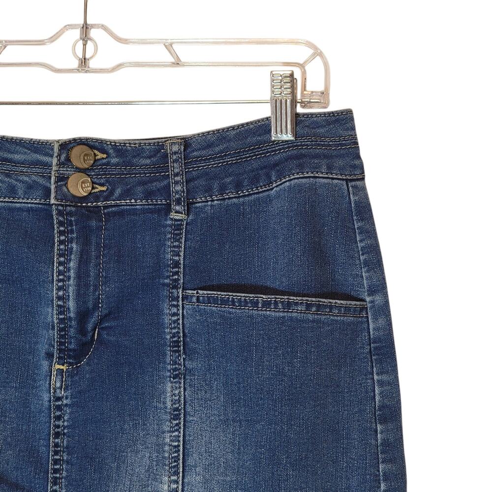 Est 1946 High Rise Faded Denim Pencil Midi Skirt Size 12 - Picture 3 of 11